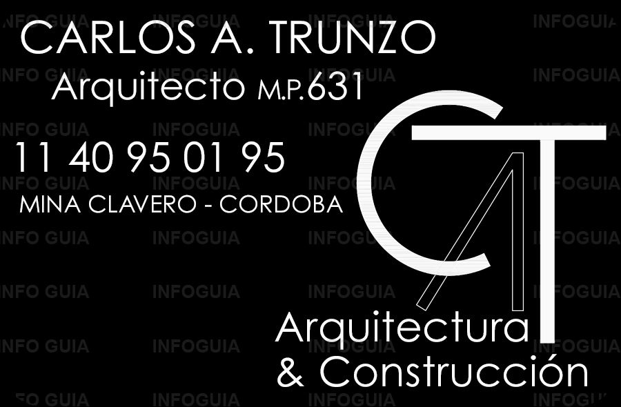 Arq. Carlos A. Trunzo - InfoGuia Traslasierra - Arq. Carlos A. Trunzo MP: 631 Arquitectura y construcción - Presentación de planos - Proyecto - Dirección de obra - Obra nueva - Ampliaciones, remodelaciones - Obras llave en mano - Instalaciones Arq. Carlos A. Trunzo - InfoGuia Traslasierra - Arq. Carlos A. Trunzo MP: 631 Arquitectura y construcción - Presentación de planos - Proyecto - Dirección de obra - Obra nueva - Ampliaciones, remodelaciones - Obras llave en mano - Instalaciones
