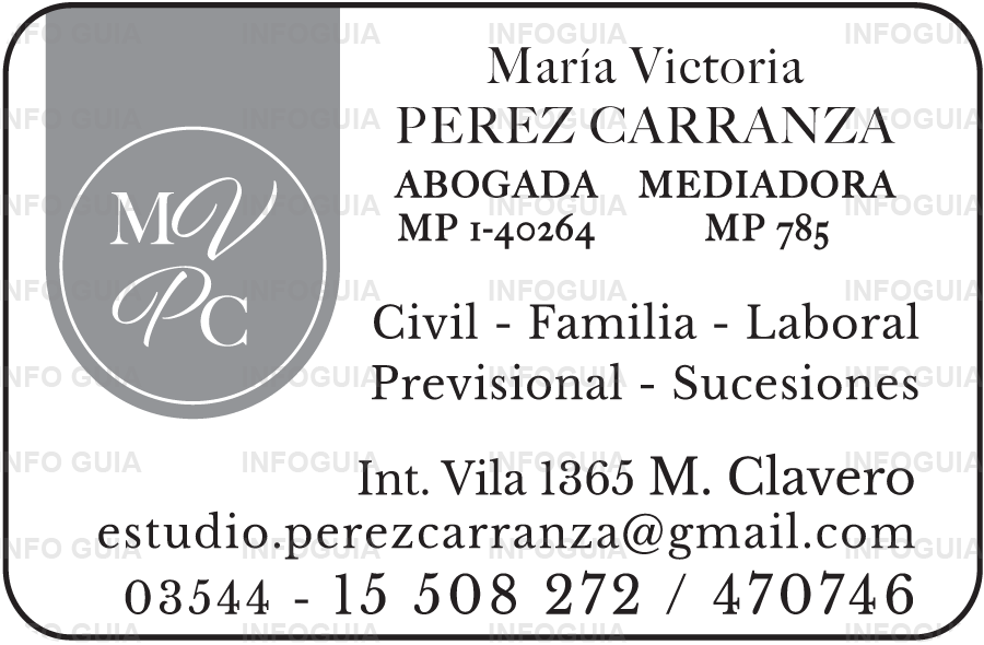 Abogada María Victoria Pérez Carranza - Mina Clavero - Abogada - Mediadora, civil, familia, laboral, previsional, sucesiones, estudio jurídico
