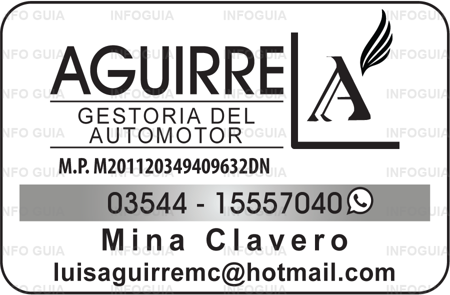 Gestoría Aguirre - de Luis Emiliano Aguirre, asesoría legal, inscripciones, transferencia, cambio de radicación, venta de formularios. M.P.: M201120349409632DN Gestoría Aguirre - de Luis Emiliano Aguirre, asesoría legal, inscripciones, transferencia, cambio de radicación, venta de formularios. M.P.: M201120349409632DN
