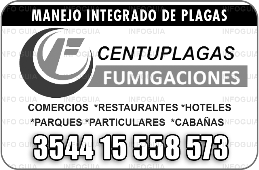 Fumigaciones Centuplagas - Manejo integrado de plagas -  Control de plagas urbanas - Certificado de desinfección. Comercios, restaurantes, hoteles, parques, particulares, cabañas.