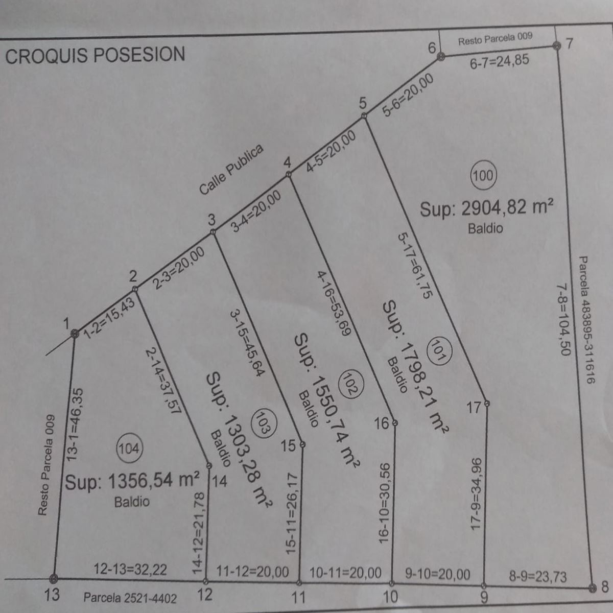 5 lotes juntos o separados - InfoGuia Traslasierra - Croquis 5 lotes