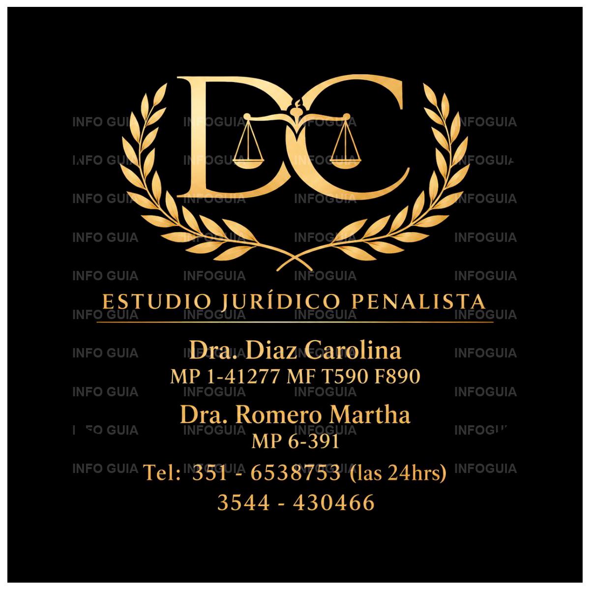 Estudio Jurídico Penalista - InfoGuia Traslasierra - Dra. Diaz Carolina - MP 1-41277 MF T590 F890 Dra. Romero Martha - MP 6-391 Especialistas en Derecho Penal  Horario de atención en la oficina de 10 a 14 hrs