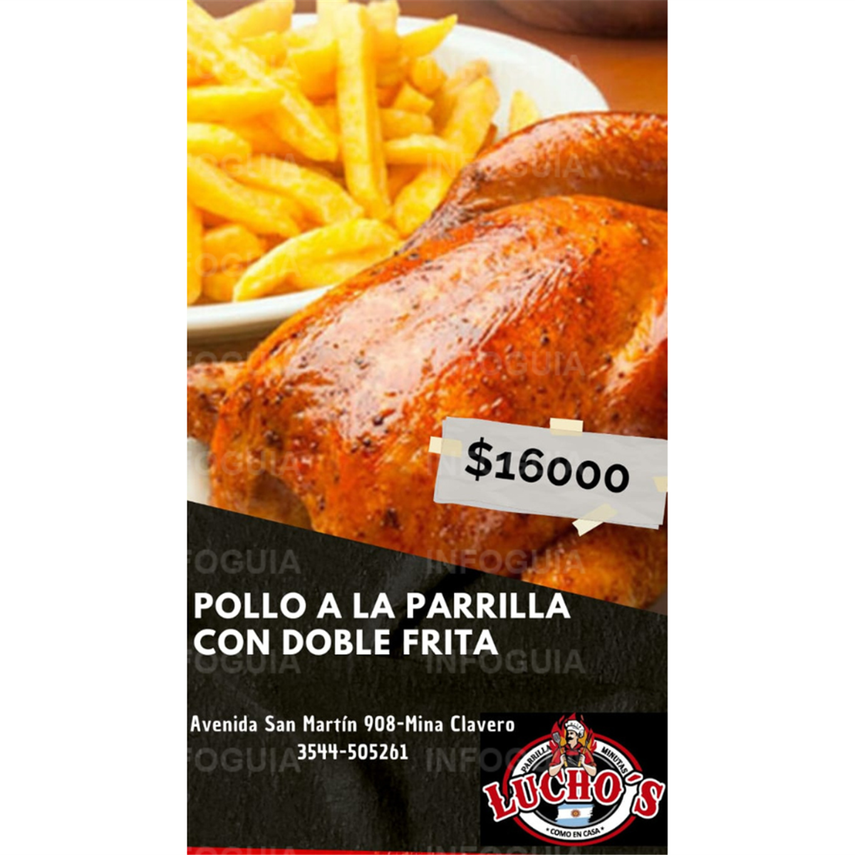 Pollo a la parrilla - InfoGuia Traslasierra - Pollo a la parrilla con doble frita